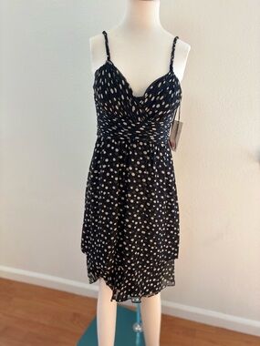 Teri Jon Black Dress with Cream Polka Dots